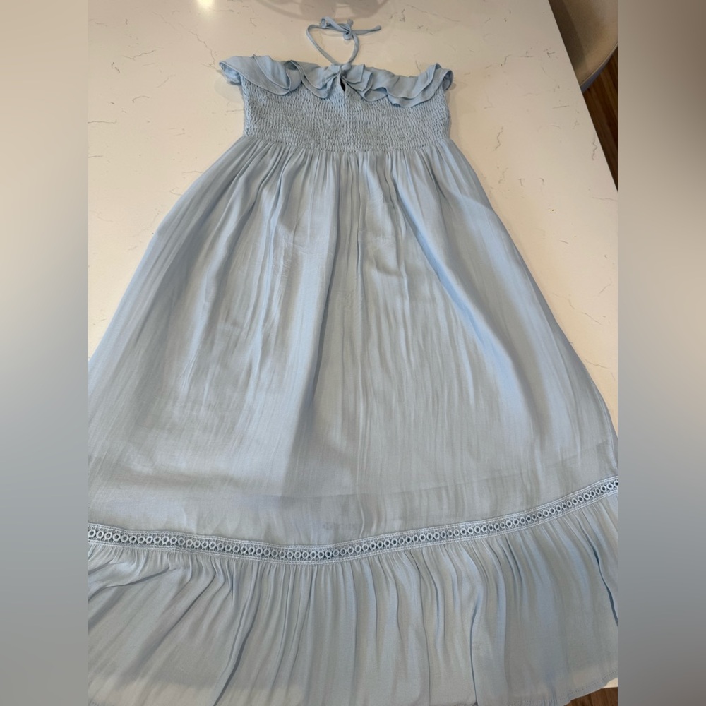 Forever 21  strapless Sky Blue Ruffle Dress